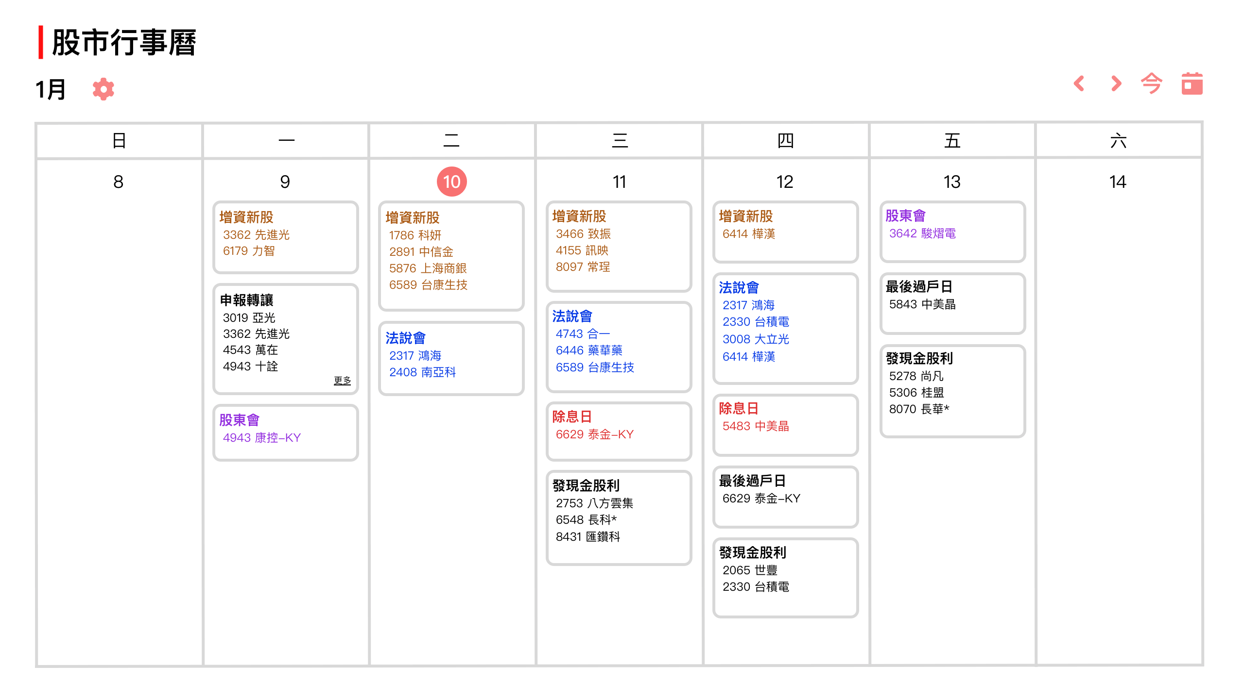 股市行事曆-台股- nStock